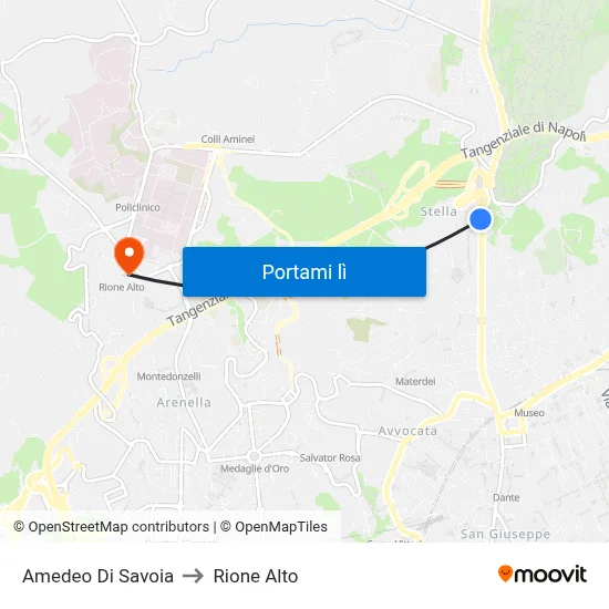 Amedeo Di Savoia to Rione Alto map