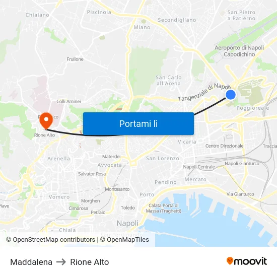 Maddalena to Rione Alto map