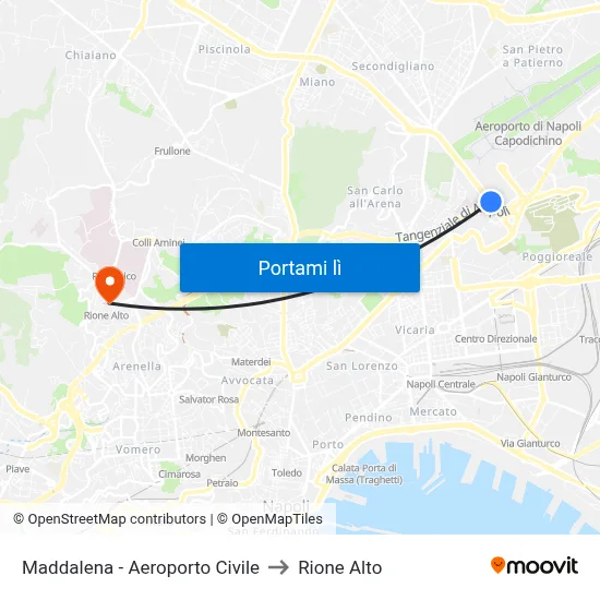 Maddalena - Aeroporto Civile to Rione Alto map