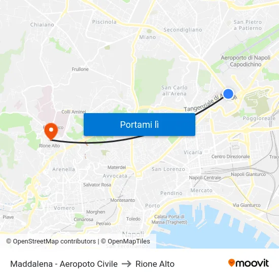 Maddalena - Aeropoto Civile to Rione Alto map