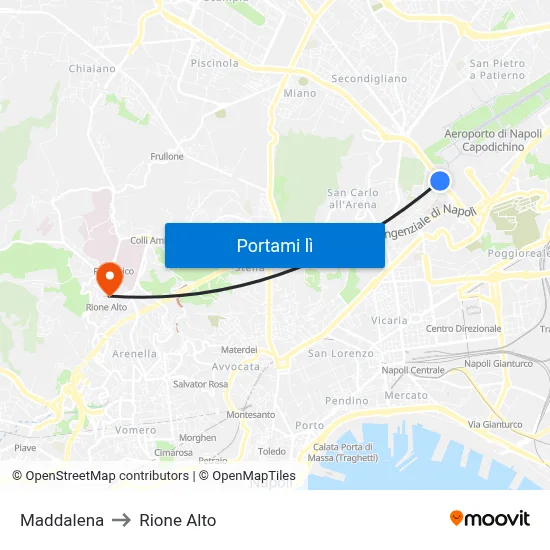 Maddalena to Rione Alto map