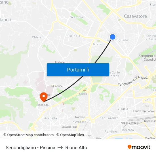 Secondigliano - Piscina to Rione Alto map