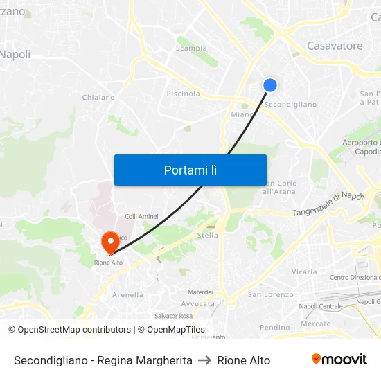 Secondigliano - Regina Margherita to Rione Alto map