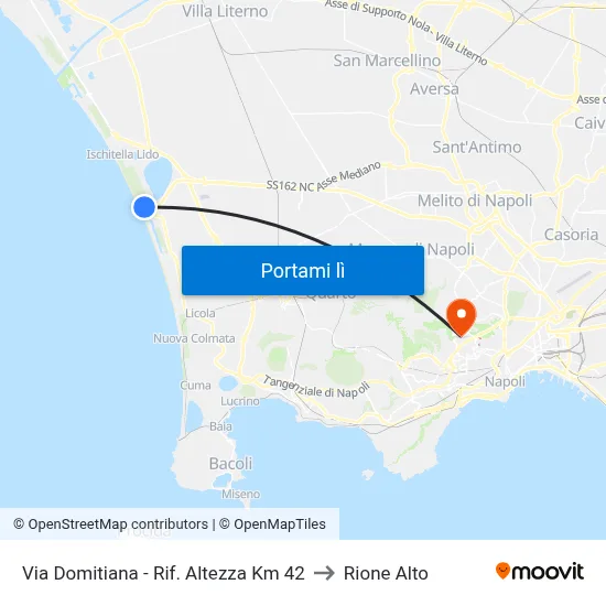Via Domitiana - Rif. Altezza Km 42 to Rione Alto map