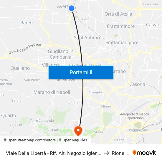 Viale Della Libertà - Rif. Alt. Negozio Igienici Esagono to Rione Alto map