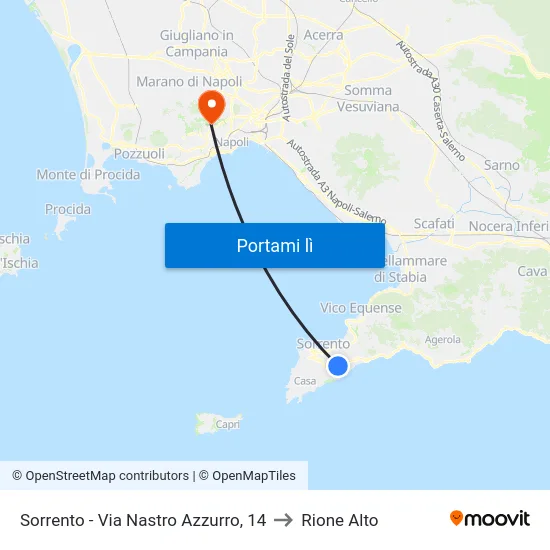 Sorrento - Via Nastro Azzurro, 14 to Rione Alto map