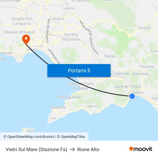 Vietri Sul Mare (Stazione Fs) to Rione Alto map
