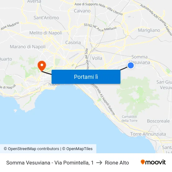 Somma Vesuviana - Via Pomintella, 1 to Rione Alto map