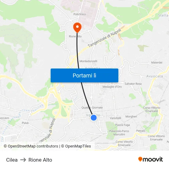 Cilea to Rione Alto map