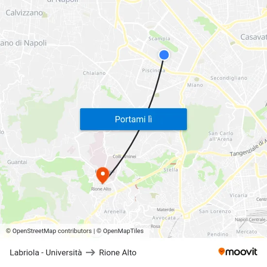 Labriola - Università to Rione Alto map