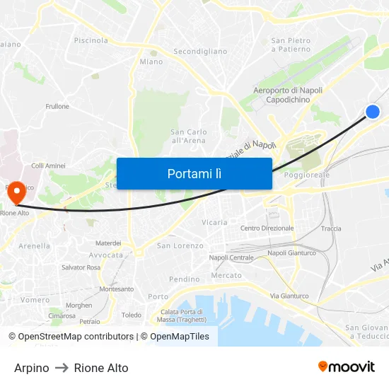 Arpino to Rione Alto map