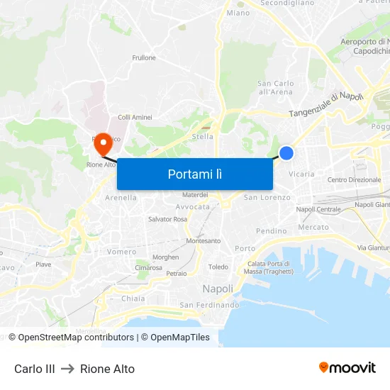 Carlo III to Rione Alto map