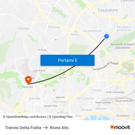 Tranvie Detta Fratta to Rione Alto map