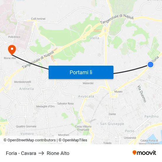Foria - Cavara to Rione Alto map