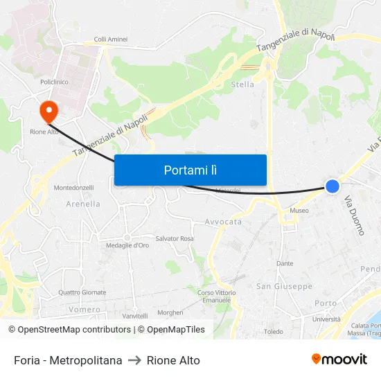Foria - Metropolitana to Rione Alto map