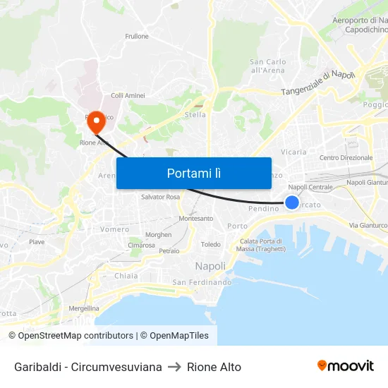 Garibaldi - Circumvesuviana to Rione Alto map