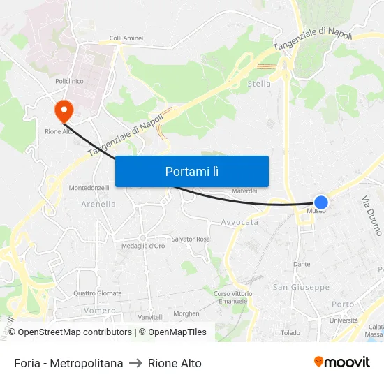 Foria - Metropolitana to Rione Alto map