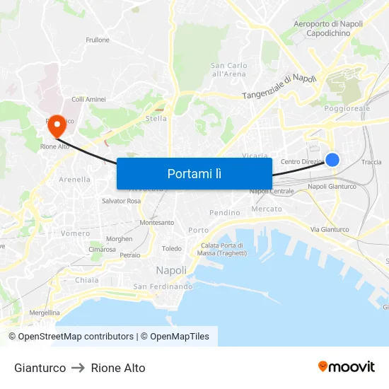 Gianturco to Rione Alto map