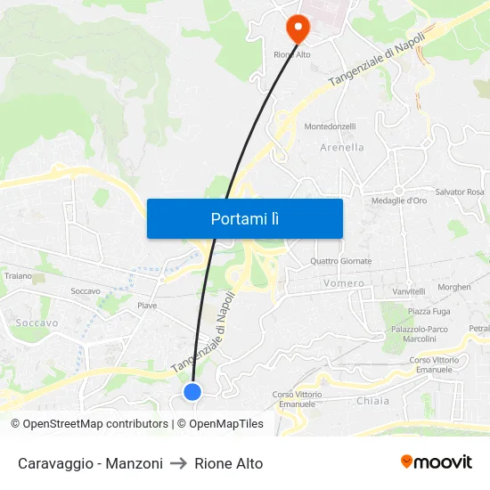 Caravaggio - Manzoni to Rione Alto map