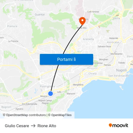 Giulio Cesare to Rione Alto map