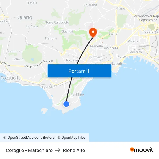 Coroglio - Marechiaro to Rione Alto map