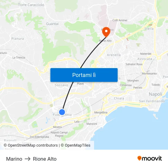 Marino to Rione Alto map