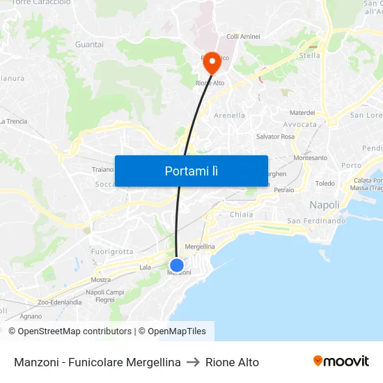 Manzoni - Funicolare Mergellina to Rione Alto map