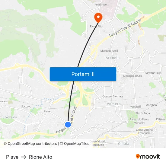 Piave to Rione Alto map