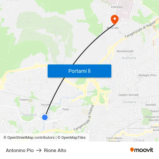 Antonino Pio to Rione Alto map