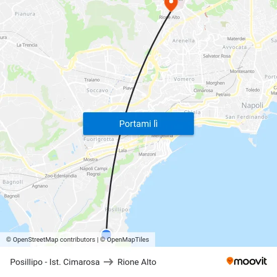 Posillipo - Ist. Cimarosa to Rione Alto map