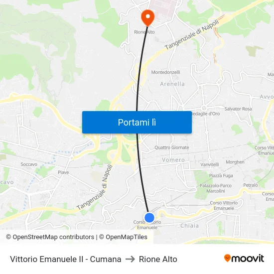 Vittorio Emanuele II - Cumana to Rione Alto map