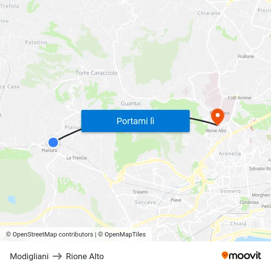 Modigliani to Rione Alto map