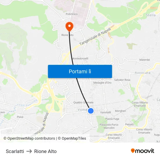Scarlatti to Rione Alto map