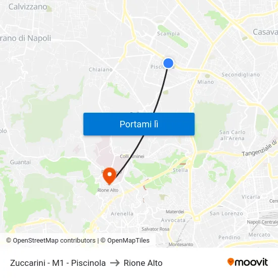 Zuccarini - M1 - Piscinola to Rione Alto map