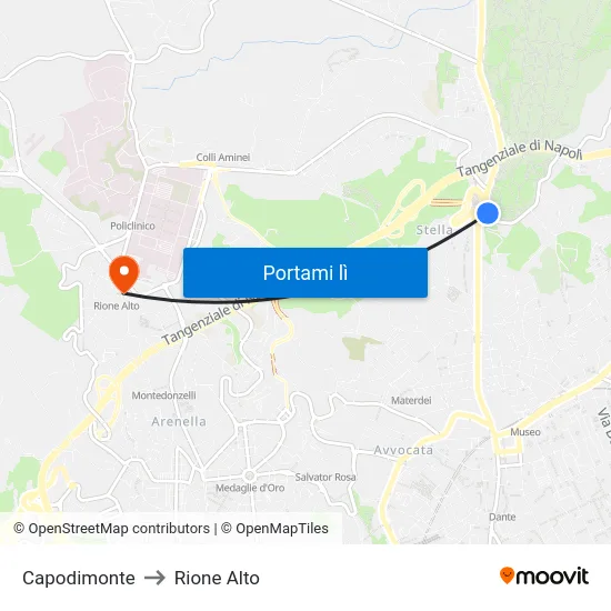 Capodimonte to Rione Alto map