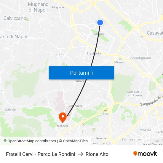 Fratelli Cervi - Parco Le Rondini to Rione Alto map