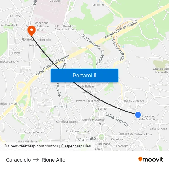 Caracciolo to Rione Alto map