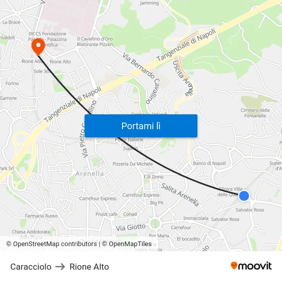 Caracciolo to Rione Alto map