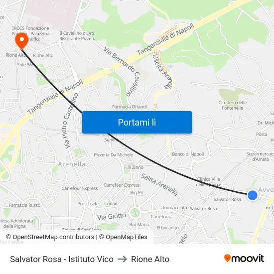 Salvator Rosa - Istituto Vico to Rione Alto map