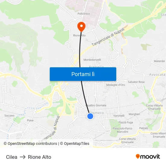 Cilea to Rione Alto map