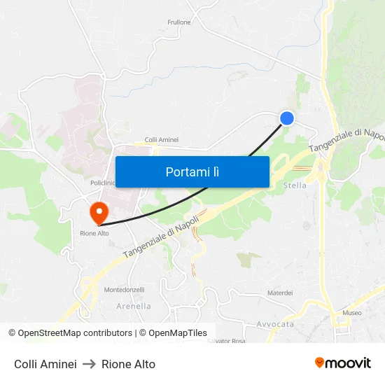 Colli Aminei to Rione Alto map