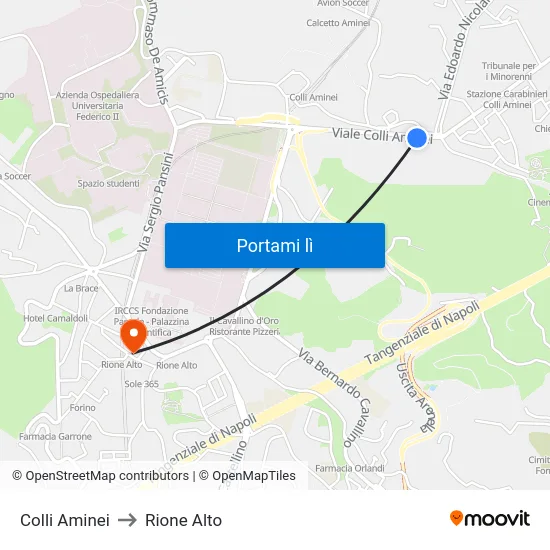 Colli Aminei to Rione Alto map