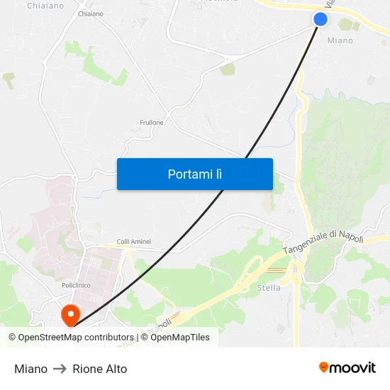 Miano to Rione Alto map