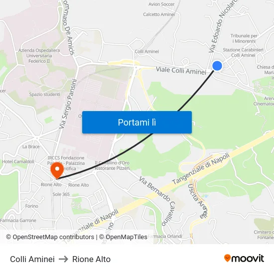 Colli Aminei to Rione Alto map