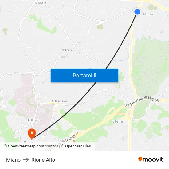 Miano to Rione Alto map