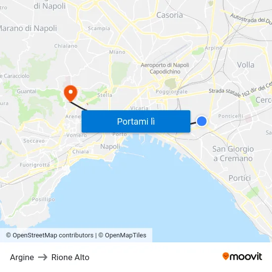 Argine to Rione Alto map