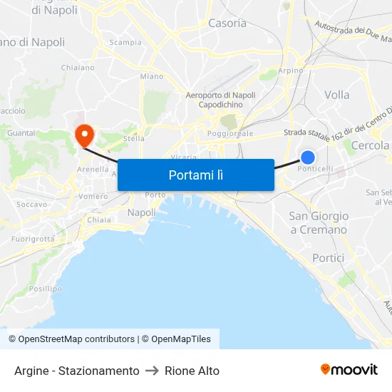 Argine - Stazionamento to Rione Alto map