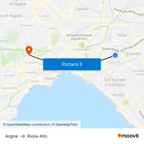 Argine to Rione Alto map