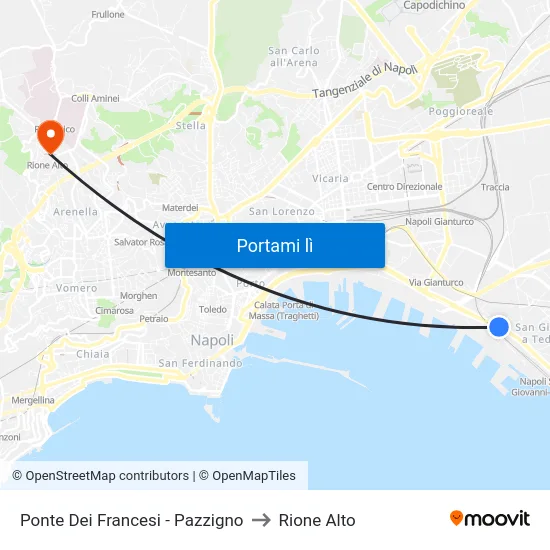 Ponte Dei Francesi - Pazzigno to Rione Alto map