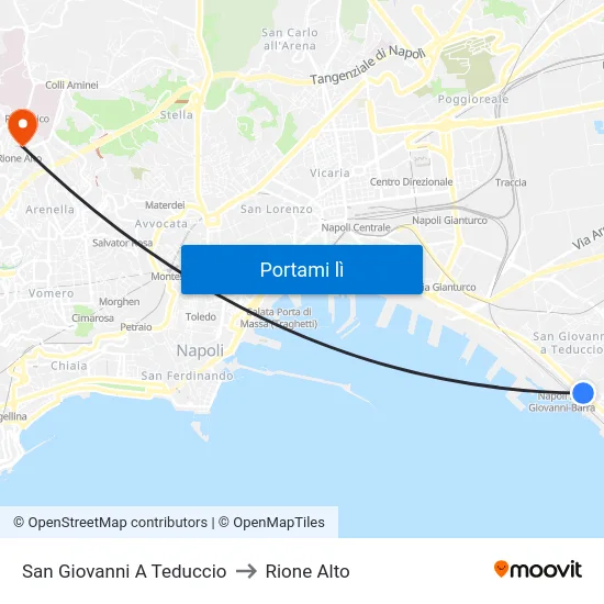 San Giovanni A Teduccio to Rione Alto map
